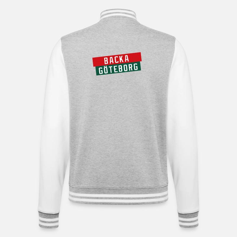 Backa Göteborg Diagonaltext - College-Sweatjacke - Grau meliert/Weiß