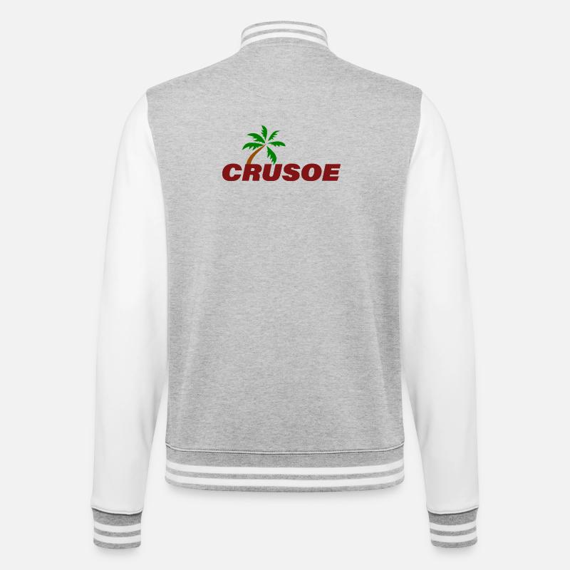 CRUSOE - College-Sweatjacke - Grau meliert/Weiß