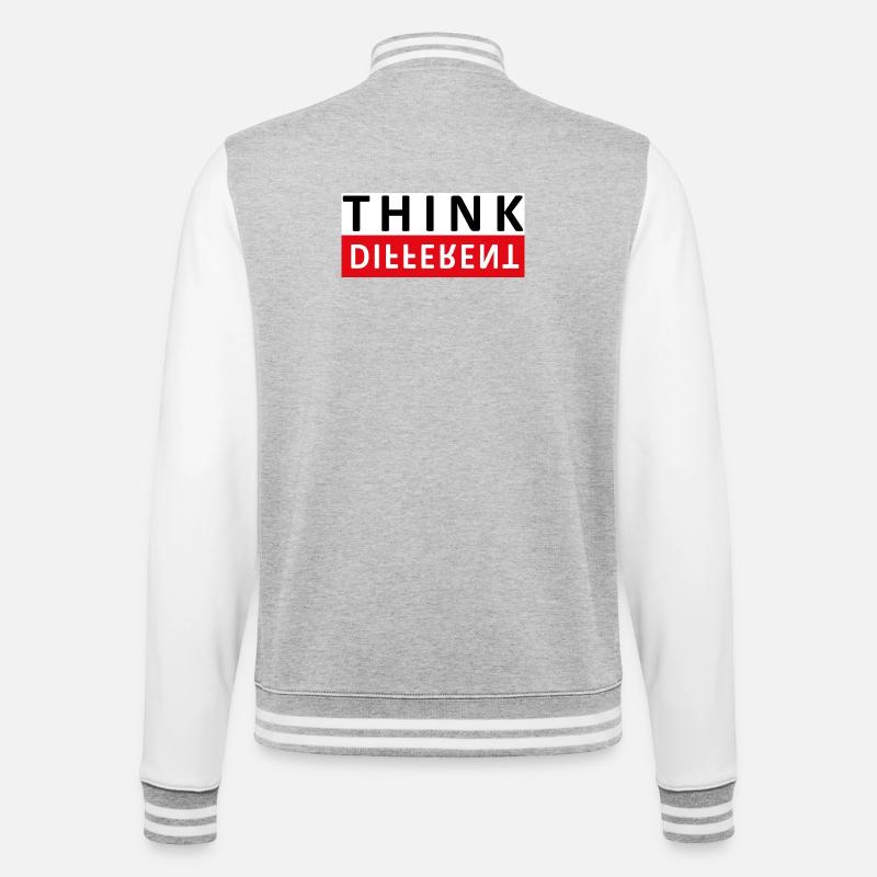 Think Different - College-Sweatjacke - Grau meliert/Weiß