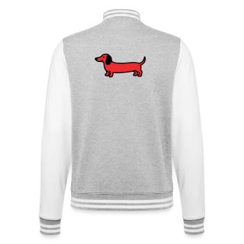 Hunting Dog Dachshund Profile Vector - College Sweat Jacket - heather grey/white - Back - Marisol (170cm)