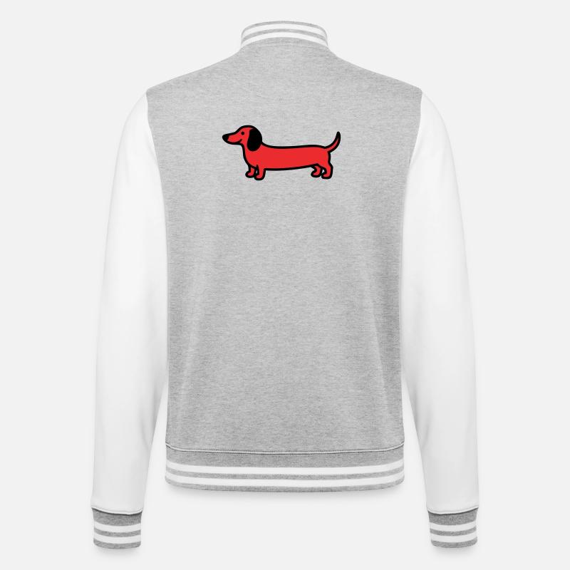 Jagdhund Dackel Profil Vektor - College-Sweatjacke - Grau meliert/Weiß