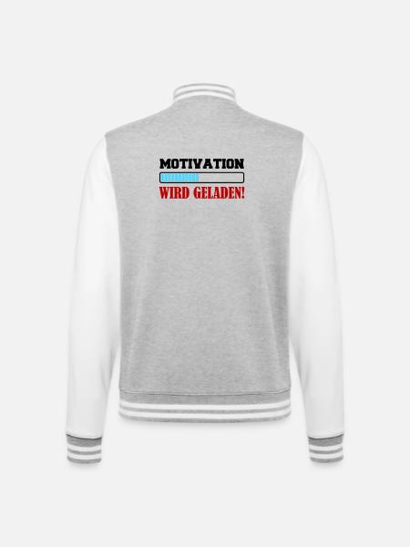 motivation_wird_geladen- - College-Sweatjacke - Grau meliert/Weiß