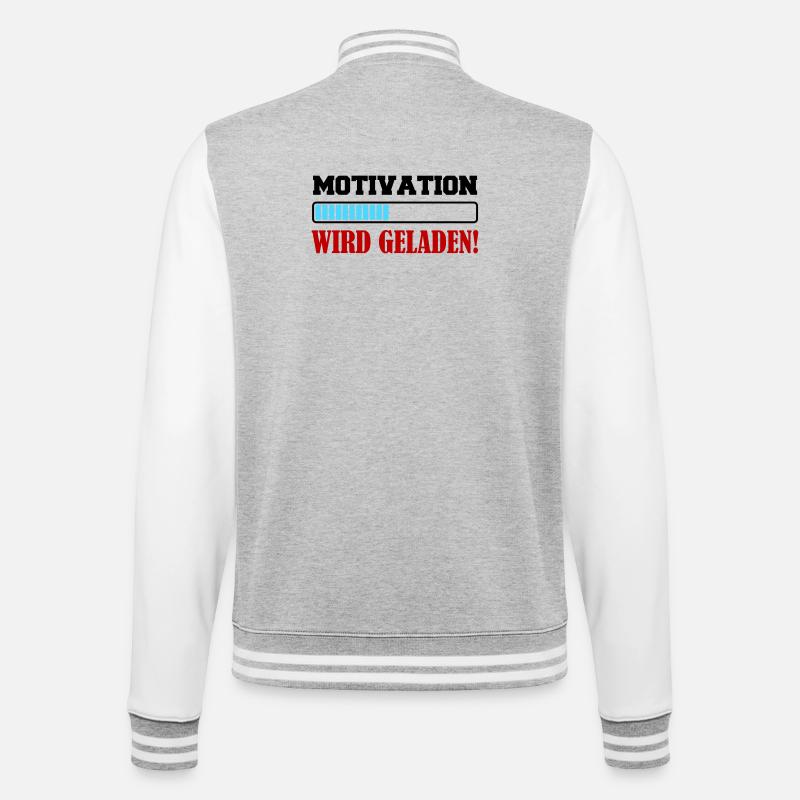 motivation_wird_geladen- - College-Sweatjacke - Grau meliert/Weiß