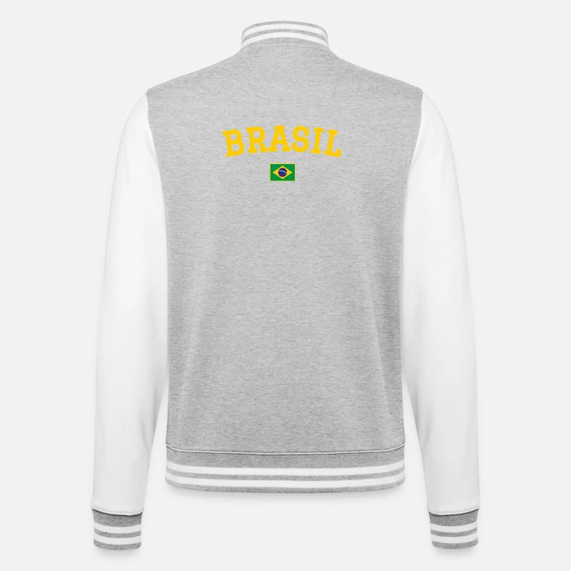 Drapeau du Brésil jaune - Veste Teddy - gris chiné / blanc