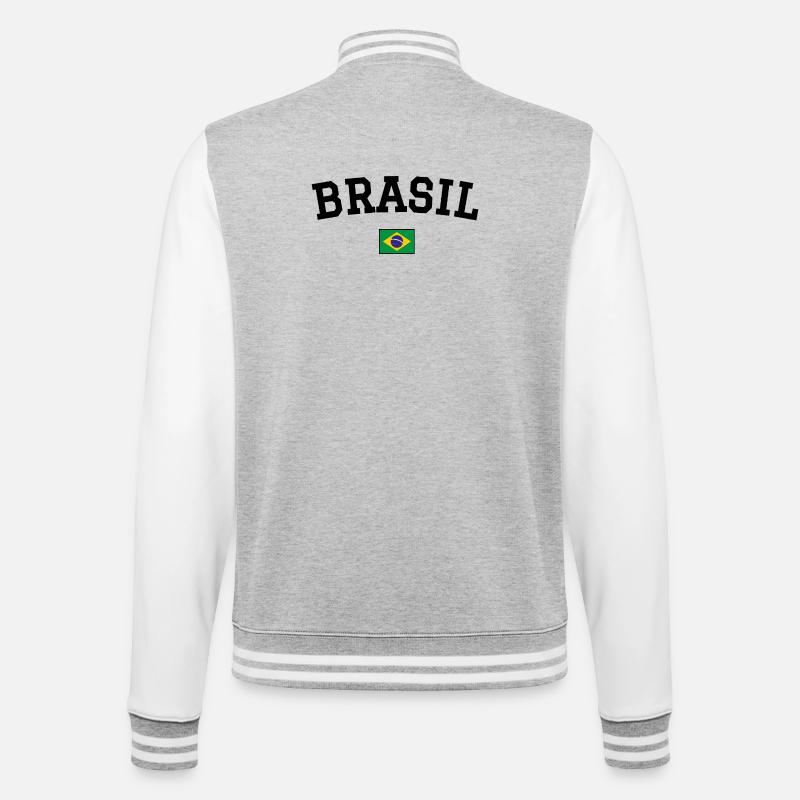 Drapeau du Brésil Noir - Veste Teddy - gris chiné / blanc