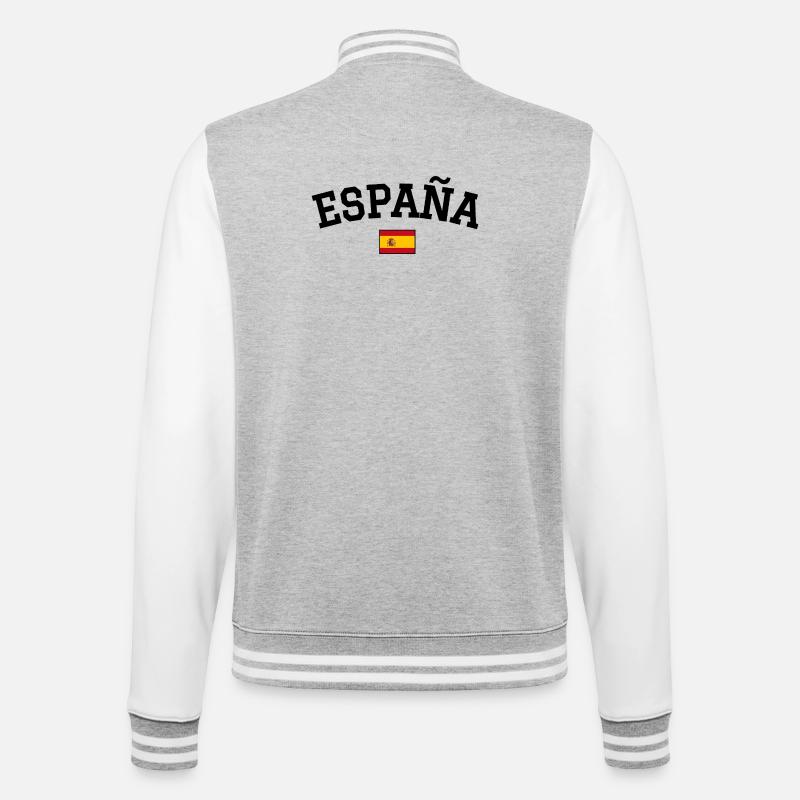 Spain Flag Design Black - College Sweat Jacket - heather grey/white