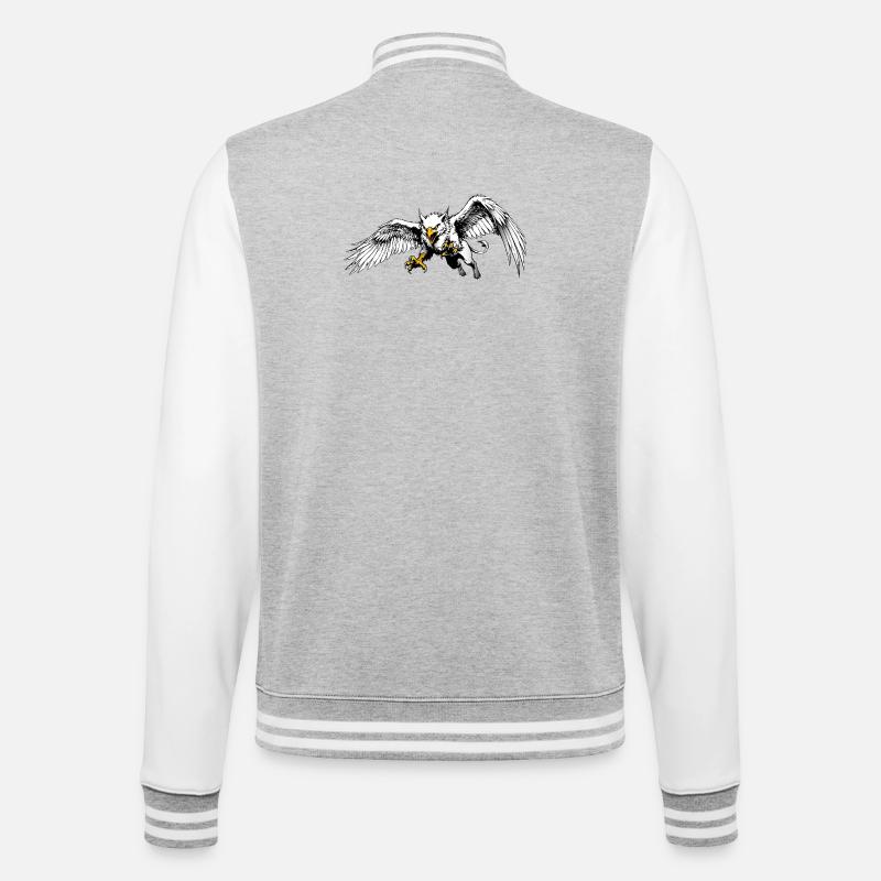 Rostocker Greif - College-Sweatjacke - Grau meliert/Weiß