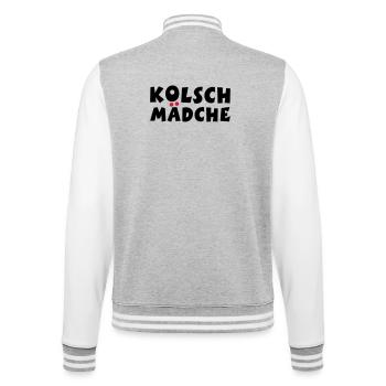 Kölsch Mädche - Ein Mädchen aus Köln - College-Sweatjacke - Grau meliert/Weiß - Hinten - Marisol (170cm)