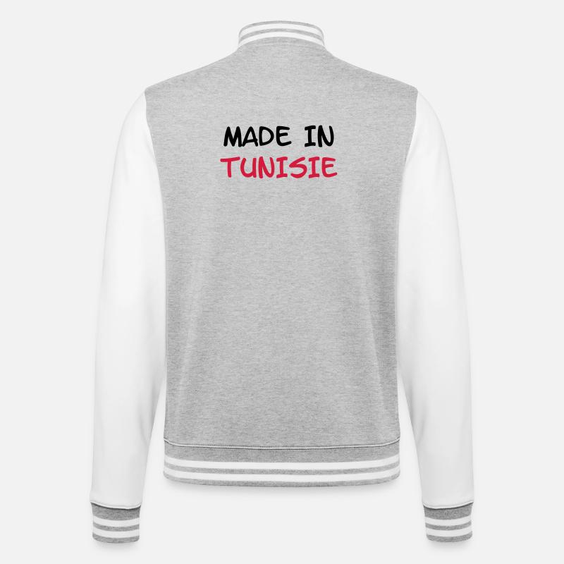 Made in Tunisie - College-Sweatjacke - Grau meliert/Weiß