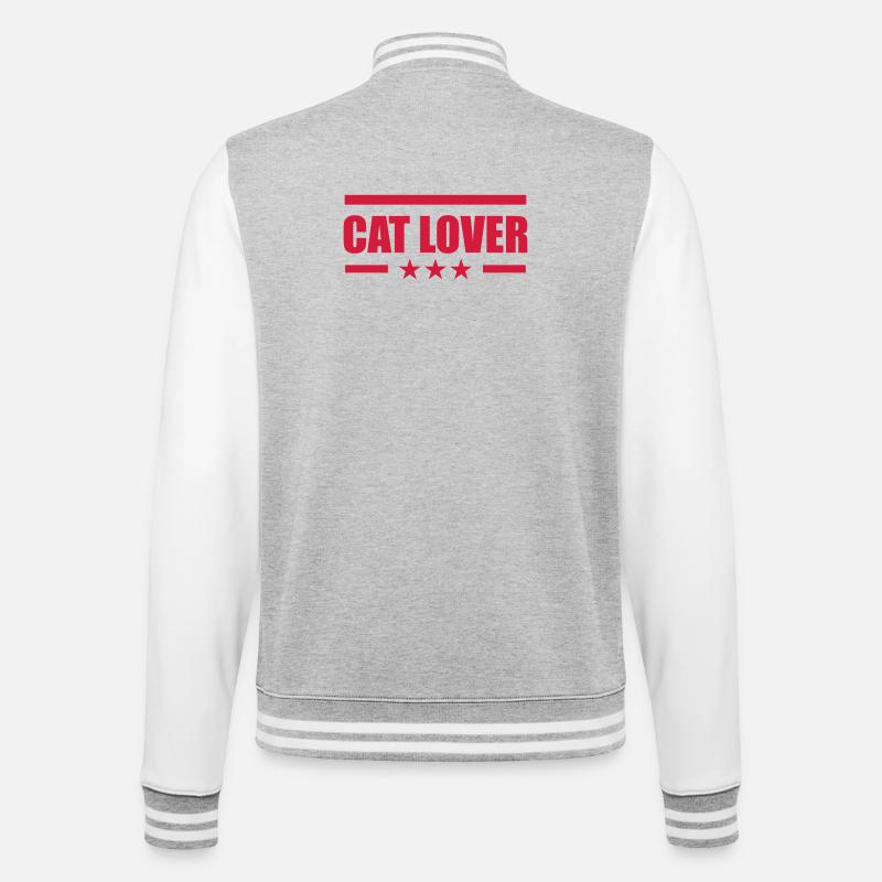 Cat Lover - College-Sweatjacke - Grau meliert/Weiß