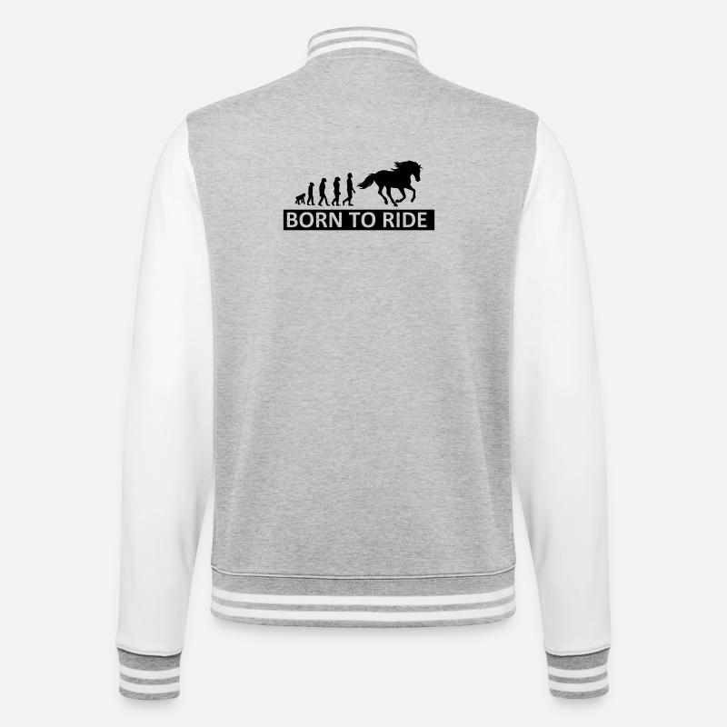 Born to Ride Pferd - College-Sweatjacke - Grau meliert/Weiß