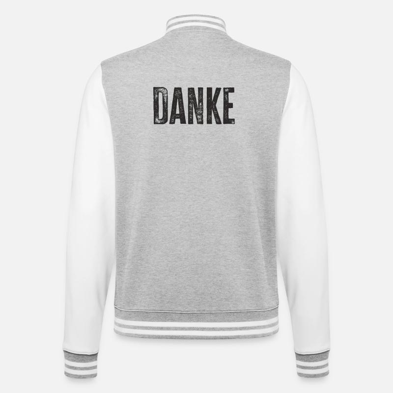 Danke Dankeschön Worte Geschenk - College-Sweatjacke - Grau meliert/Weiß