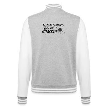 Nichts reimt sich auf stricken - College-Sweatjacke - Grau meliert/Weiß - Hinten - Marisol (170cm)