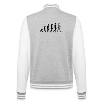 Evolution QR code - Humour pass sanitaire - Veste Teddy - gris chiné / blanc - Dos - Marisol (170cm)