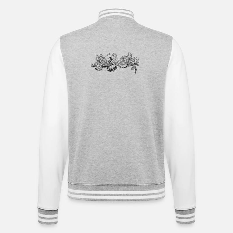 Octopus - Octopus Black Pattern - College Sweat Jacket - heather grey/white