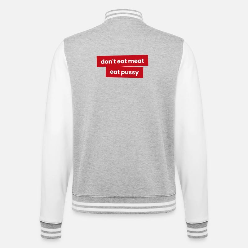 Iss kein Fleisch - Iss P***y - College-Sweatjacke - Grau meliert/Weiß