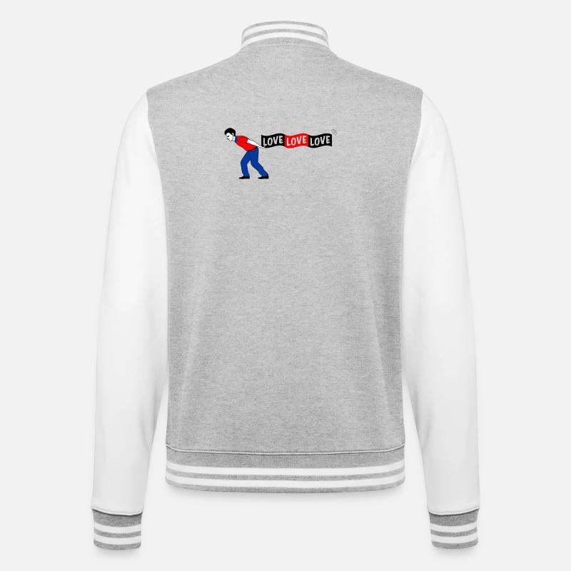 Man pulls LOVE banner - College Sweat Jacket - heather grey/white
