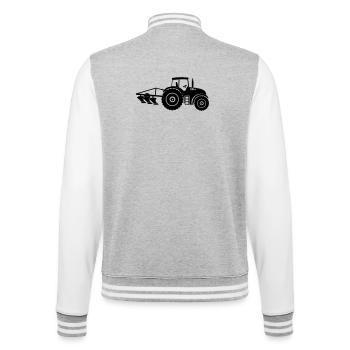 Tractor with plow logo farm - College Sweat Jacket - heather grey/white - Back - Marisol (170cm)