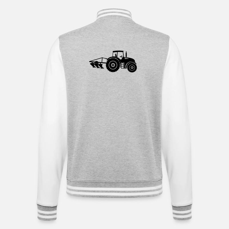 Traktor mit Pflug-Logo-Bauernhof - College-Sweatjacke - Grau meliert/Weiß