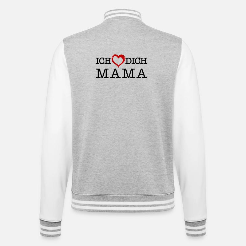 Ich lieb dich Mama - College-Sweatjacke - Grau meliert/Weiß