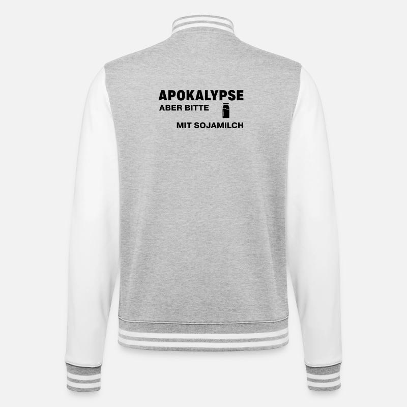 Apokalypse – aber bitte mit Sojamilch - College-Sweatjacke - Grau meliert/Weiß