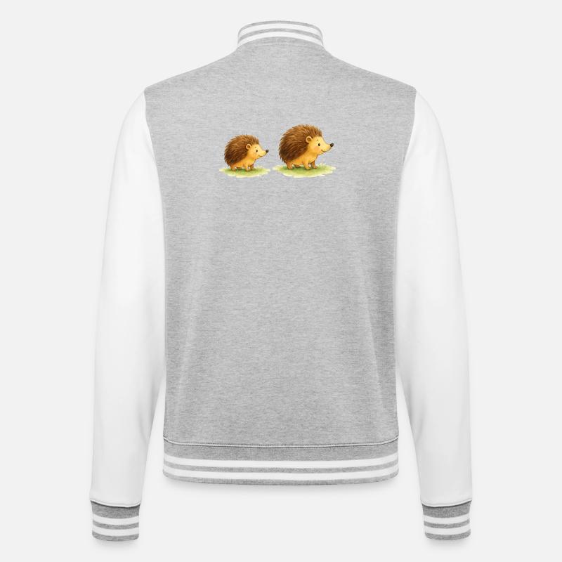 Cute hedgehogs for children's clothes - College Sweat Jacket - heather grey/white