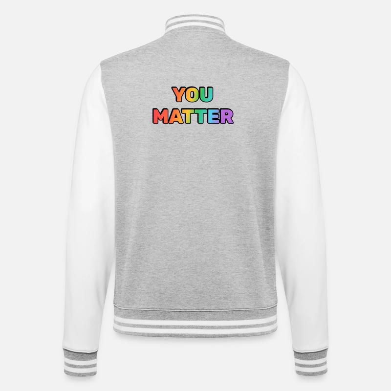 You Matter Rainbow Gradient Text - College Sweat Jacket - heather grey/white