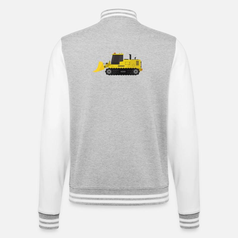 Planierraupe - College-Sweatjacke - Grau meliert/Weiß