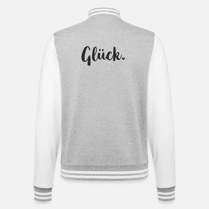 Glück Statement - College-Sweatjacke - Grau meliert/Weiß