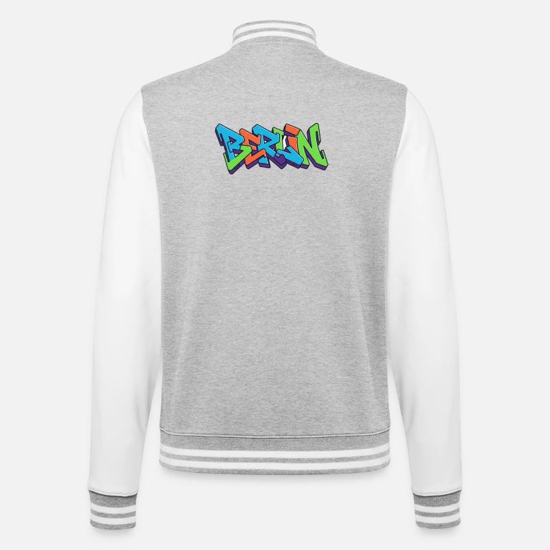 Berliner Straßen Graffiti Farbexplosion - College-Sweatjacke - Grau meliert/Weiß