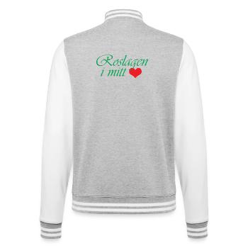 Roslagen in the middle – coastal romance in green - College Sweat Jacket - heather grey/white - Back - Marisol (170cm)
