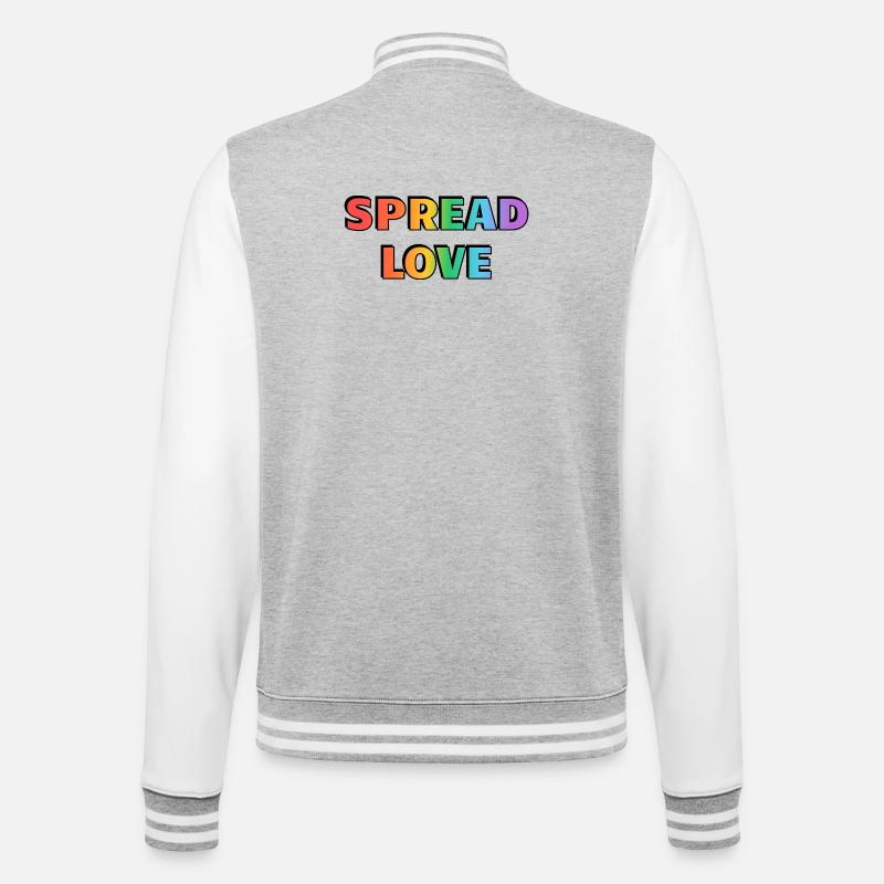 Typographie arc-en-ciel Spread Love - Veste Teddy - gris chiné / blanc