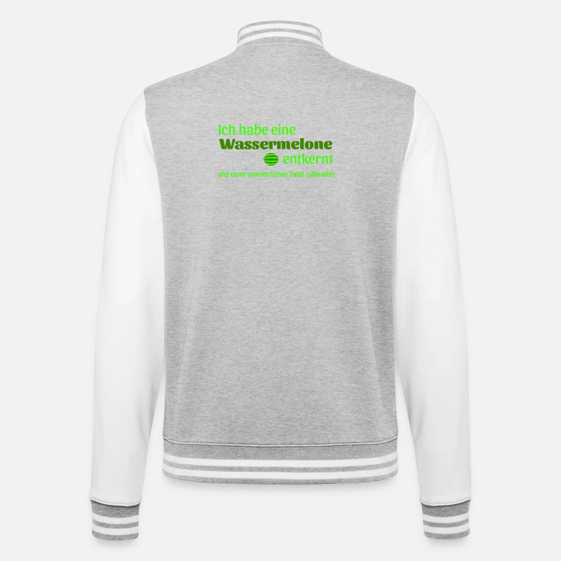 Wassermelone entkernt  - College-Sweatjacke - Grau meliert/Weiß