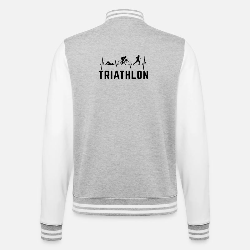Triathlet Herzschlag-Triathlon - College-Sweatjacke - Grau meliert/Weiß