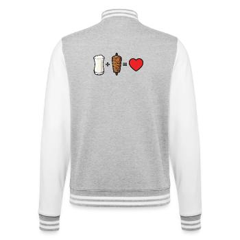 Ayran + Döner = Love - College-Sweatjacke - Grau meliert/Weiß - Hinten - Marisol (170cm)