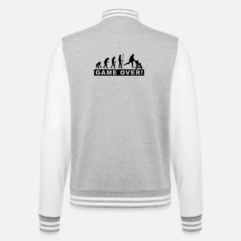 evolution_daddy - College Sweat Jacket - heather grey/white
