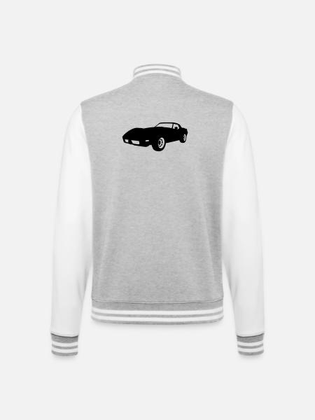 US Classic Car - College-Sweatjacke - Grau meliert/Weiß