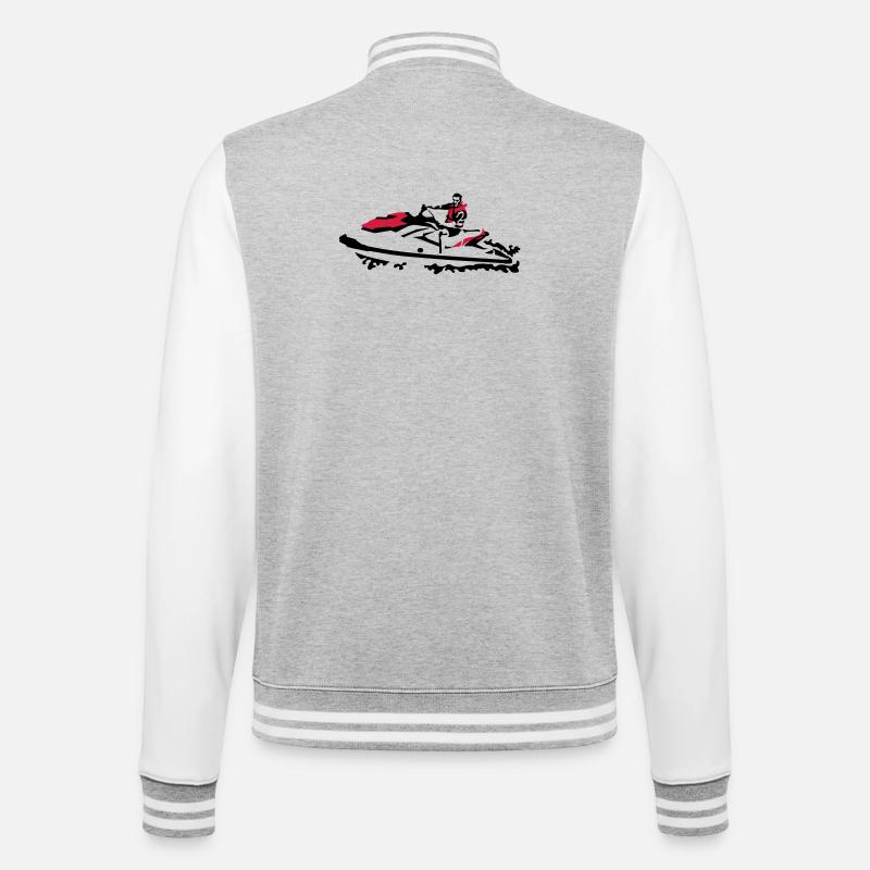 Jetski - College-Sweatjacke - Grau meliert/Weiß
