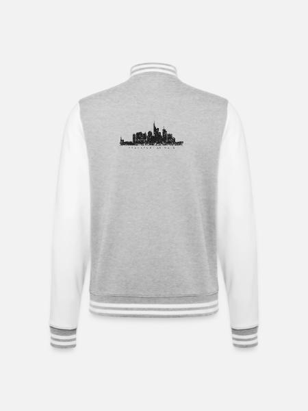 Frankfurt am Main Skyline (Vintage/Schwarz) - College-Sweatjacke - Grau meliert/Weiß