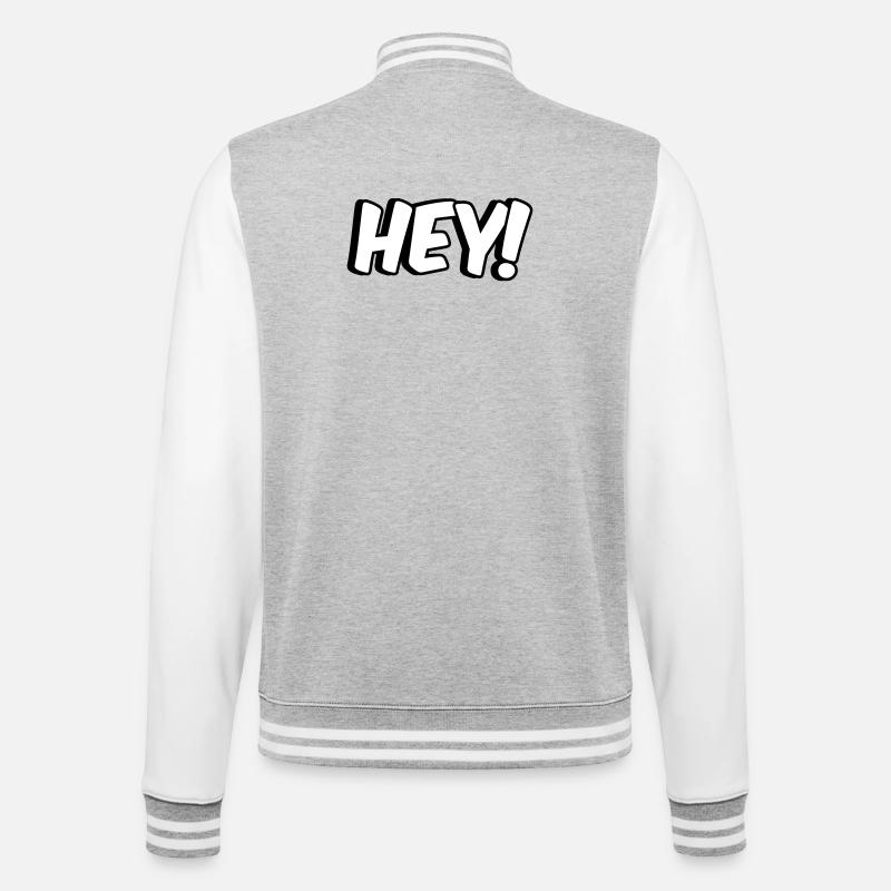Hey! Comic Design - College-Sweatjacke - Grau meliert/Weiß