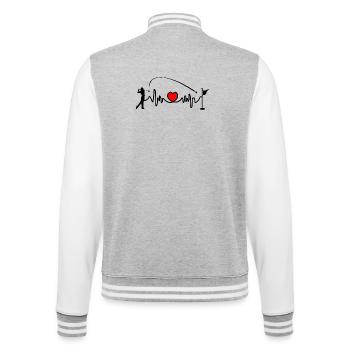 Le joueur de golf frappe la balle dans la fréquence cardiaque du trou, cardio - Veste Teddy - gris chiné / blanc - Dos - Marisol (170cm)