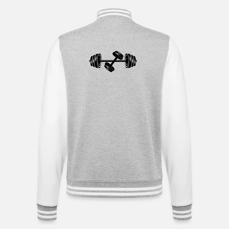 Weights dumbbell discs dumbbell 2 - College Sweat Jacket - heather grey/white