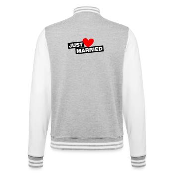Just Married - für junge und alte Ehepaare - College-Sweatjacke - Grau meliert/Weiß - Hinten - Marisol (170cm)