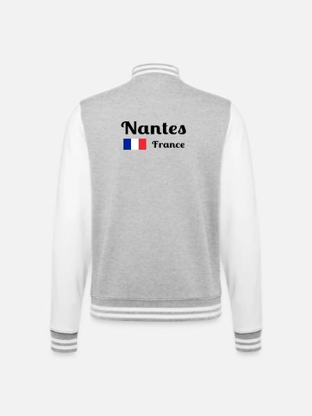 Nantes France- Stylish prints - College Sweat Jacket - heather grey/white