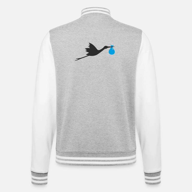 Klapperstorch Baby Junge - College-Sweatjacke - Grau meliert/Weiß