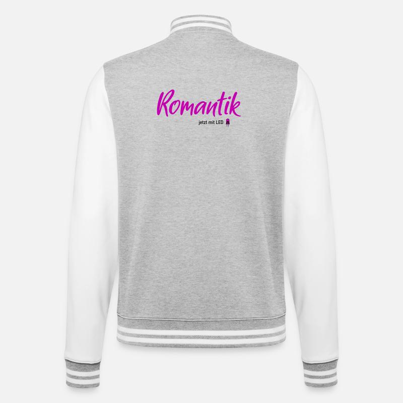 Romantik LED - College-Sweatjacke - Grau meliert/Weiß