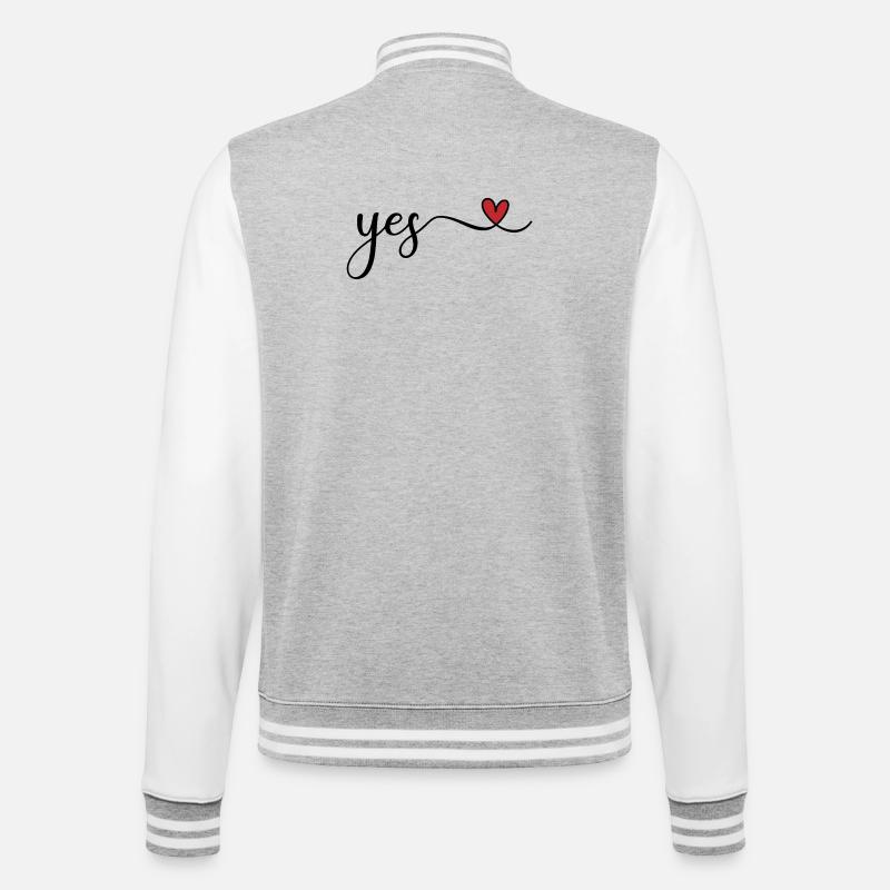 yes - College Sweat Jacket - heather grey/white