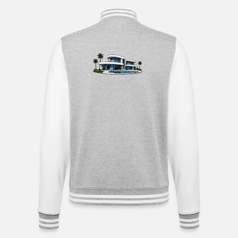 Luxury villa with round pool - College Sweat Jacket - heather grey/white