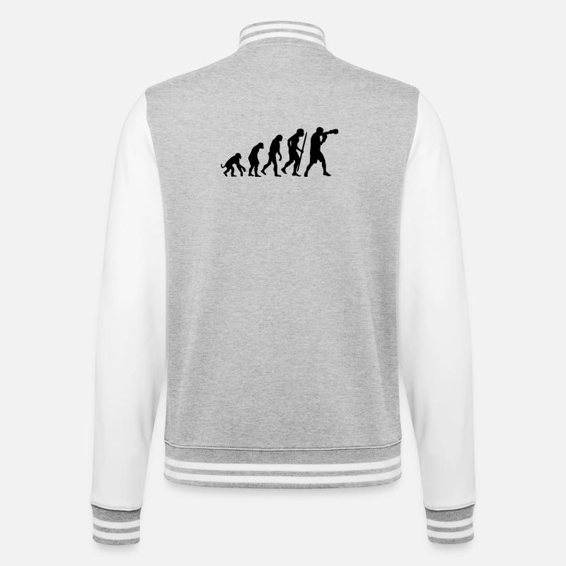 Evolution of boxing - College-Sweatjacke - Grau meliert/Weiß