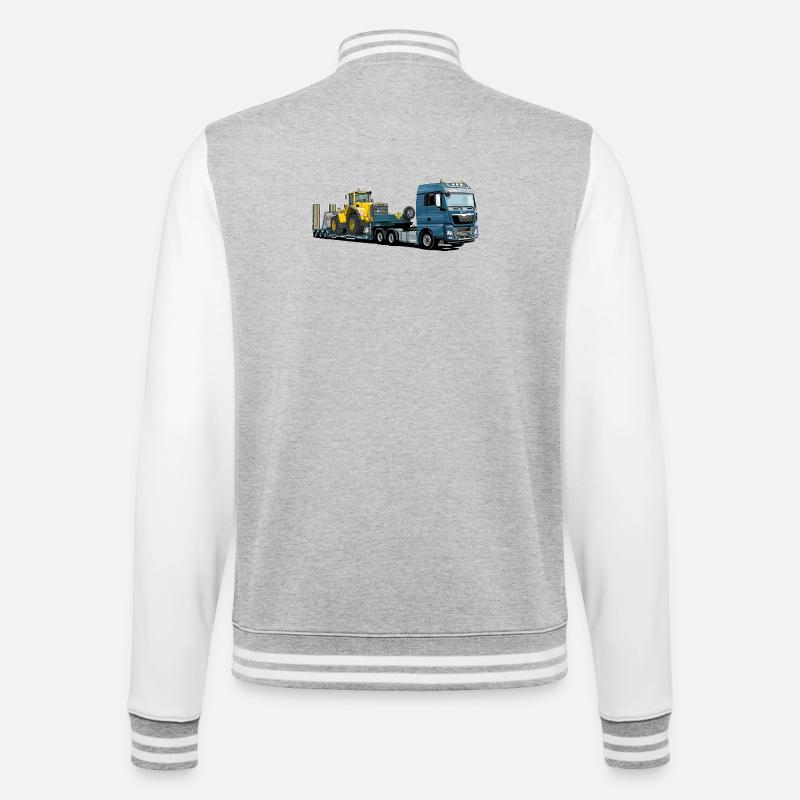 Low-loader with excavator - College Sweat Jacket - heather grey/white